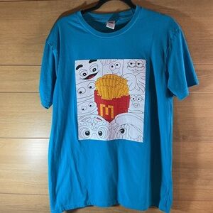 McDonald's Teal Short Sleeve T-Shirt with French Fry Graphic